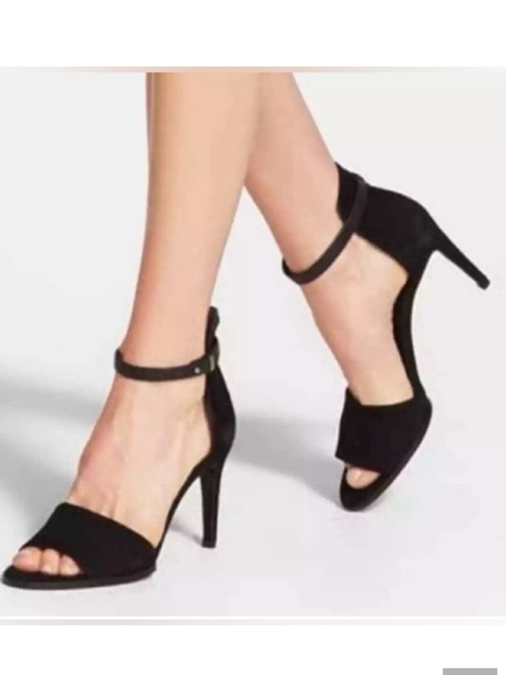 VINCE Adley Black Suede Ankle Strap Heels Made in Italy SZ 5.5 NWOB